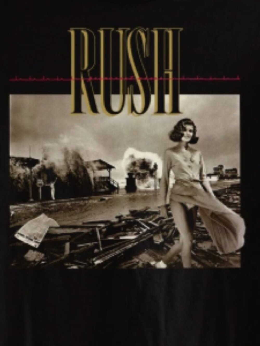 Vintage Rush Permanent Waves Album Graphic Black T-Shirt